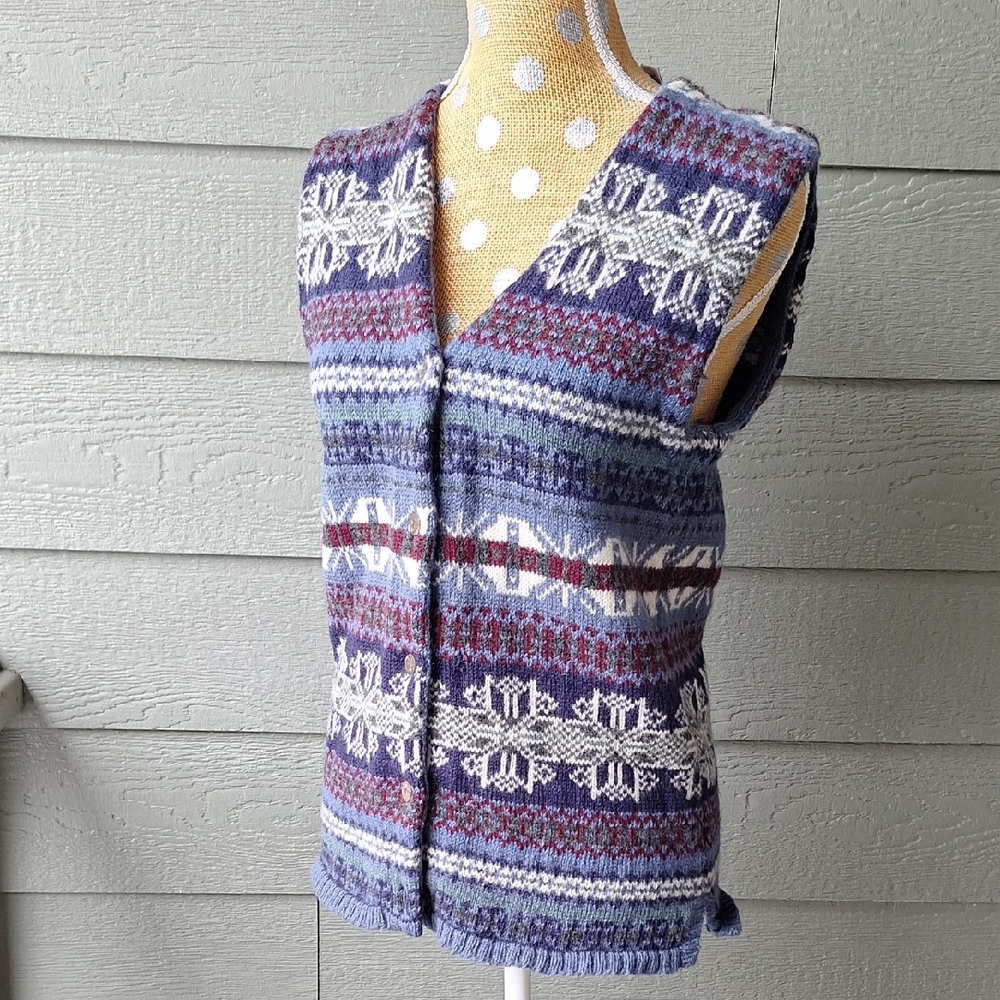 Vintage Wool Bp Nordstrom Fairisle Button Front Cardigan Vest Size Xs Menswear